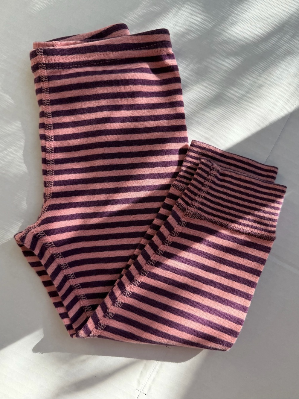 Hanna Andersson Pink Plum Striped Cotton Leggings Size 90